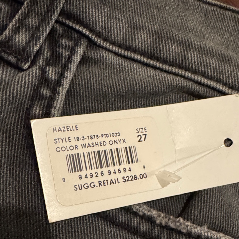 Joie Hazelle Distressed Asymmetric Jeans Washed Onyx NWT - Picture 3 of 5